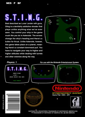 S.T.I.N.G. (World) (Aftermarket) (Homebrew) box cover back